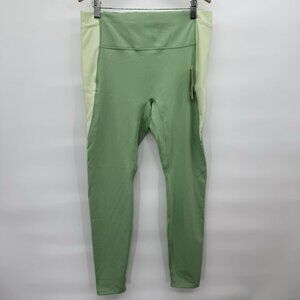 All In Motion High-Rise Leggings Light Green Colorblock Stash Pockets Large NWT